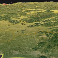 Satellite Map Of Regional Terrain With Green Vegetation And Coastal Boundaries