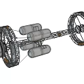 Space Station Structure With Circular Rings And Cylindrical Modules Orbiting Earth 3d model