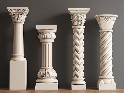 White Decorative Railings With Carved And Twisted Patterns For Indoor Decoration 3d model