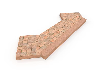 Brick Pathway Structure with Interlocking Bricks and Curved Design for Outdoor Garden Landscaping 3d model