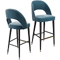 Modern Blue Bar Stools With Curved Backrest And Dark Metal Legs 3d model