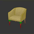 Elegant Cream Colored Armchair With Wooden Legs And Silver Accents