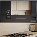 Modern Kitchen With Dark Light Cabinetry Sink And Appliances 3d model