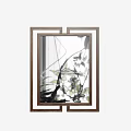 Traditional Wooden Frame Mirror Reflecting Green Plants And Window View