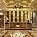 Luxury KTV Corridor With Elegant Decor Marble Flooring And Ceiling Lights