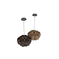 Brown And Beige Woven Wooden Chandelier With Intricate Circular Design