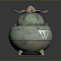 Vintage Metallic Decorative Dome Device With Blade Like Top Small Green Window And Symbol