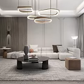 Modern Living Room Design With White Sofa Checkered Blanket Pillows Woven Ball And Floor Lamp