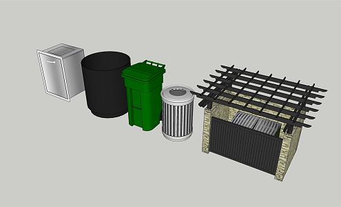 Modern trash can garbage sorting station garbage bin garbage room sorting bin 3d model