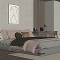 Modern Elegant Bedroom Interior With Large Bed Wooden Flooring Gray Tones Floor to Ceiling Window And Rug