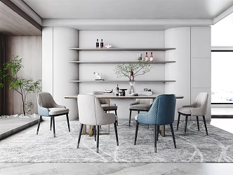 Modern Dining Table and Chair 3d model