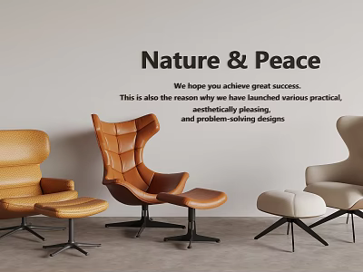 Modern Leisure Chairs With Nature Inspired Design Brown Beige Cushions And Metal Frames 3d model