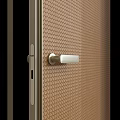 Contemporary Flush Doors With Grid Pattern Matte Brown And Marble Texture Silver Handles