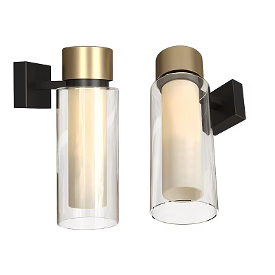 Modern Wall Lamps With Golden Top Black Bracket And Transparent Glass Shade 3d model