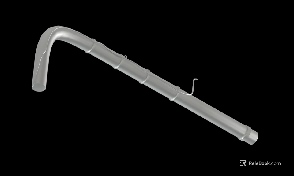 Stainless Steel Curved Pipe With Hook Attachment For Industrial Applications 3d model 