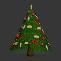 Festive Decorated Christmas Tree Plant With Gold Star Red Bows And Colorful Ornaments