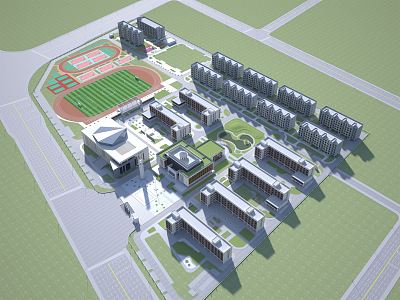 Modern School 3d model