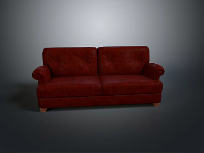 Elegant Red Two Seater Sofa With Armrests For Modern Living Room 3d model