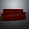 Elegant Red Two Seater Sofa With Armrests For Modern Living Room
