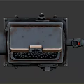 Vintage Industrial Metal Equipment Featuring Open Lid Black Granules And Mechanical Parts
