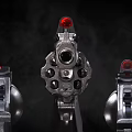 Smith Wesson Revolver Featuring Silver Metal Black Grip Rotating Cylinder And Red Dot Sight