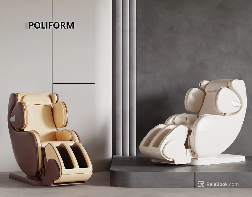 Modern POLIFORM Massage Chair With Beige Brown And White Design For Elegant Interior 3d model 