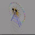 Colorful Cabins Ferris Wheel Featuring Mickey Mouse Head Purple Frame And Light Blue Background