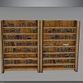Pair of Wooden Bookshelves Filled With Various Books in Interior Space