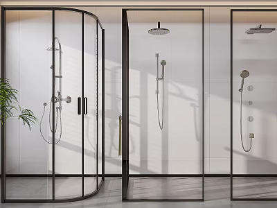 Modern Shower Sauna Interior Design With Glass Enclosure And Fixtures 3d model