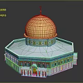 Golden Dome Building Featuring Blue Green Decorations And Intricate Patterns On Octagonal Base