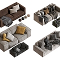 Modern Double Sofa Sofa Living Room Sofa Multi-Person Sofa 3d model