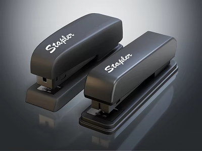 Black Stapler Office Supplies Featuring Brand Name Design And Two Units 3d model