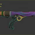 Futuristic Sci-Fi Weapon Featuring Blue Purple Gradient Gold Accents And Black Grip
