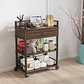Modern Wooden Home Storage Shelf Cabinet With Multi-layer Shelves Drawer And Wheels For Organizing Items