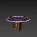 Round Black Dining Table With Brown Geometric Base In Minimalist Interior 3d model