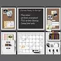 Decorative Ornament Set With Cork Boards Chalkboard Calendar Storage Boxes And Books For Workspace