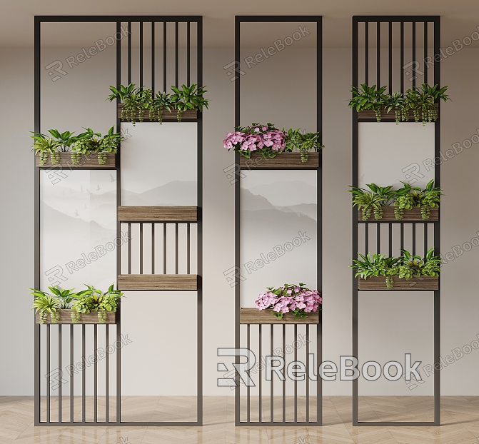 Modern flower stand glass screen partition model