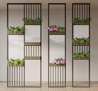 Modern flower stand glass screen partition 3d model