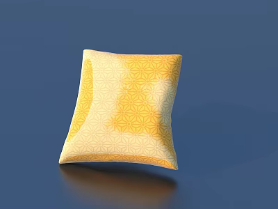 Yellow And Beige Home Decorative Geometric Pattern Pillow On Blue Background 3d model