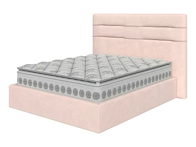 Modern Double Bed With Pink Headboard Gray Mattress And Patterned Design 3d model