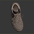Vintage High Top Leather Shoes With Worn Design Tied Laces And Rubber Sole