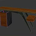 Modern Wooden Desk with Metal Legs Drawer Cabinet and Small Shelf