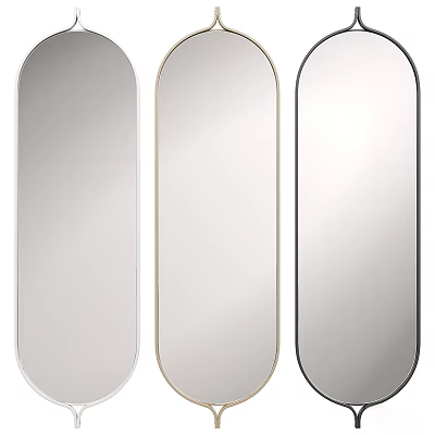 Three Modern Rectangular Mirrors With White Gold And Black Frames For Home Wall Decor 3d model
