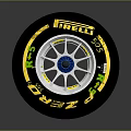 Car Tire Wheel with Pirelli Brand 555 Zero and Silver Hub Blue Center