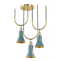 Modern Colorful Chandeliers with Metal Frames and Colored Glass Shades