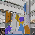 Indoor Rock Climbing Wall In Shopping Mall With Colorful Holds And Geometric Patterns