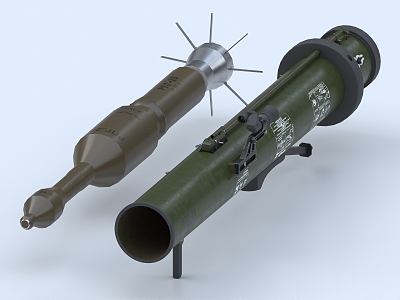 Bazooka anti-tank artillery shells RPG military weapons 3d model