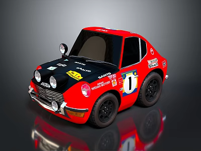 Shiny Red Toyota Small Race Car With Number 1 Stickers And Black Wheels 3d model