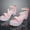 Fashionable Pink Platform Sandals With Crisscross Straps And Block Heel Design