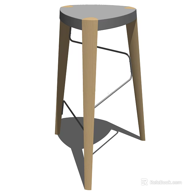 Modern Bar Stool With Wooden Legs And Metal Frame For Kitchen Bar Use 3d model 